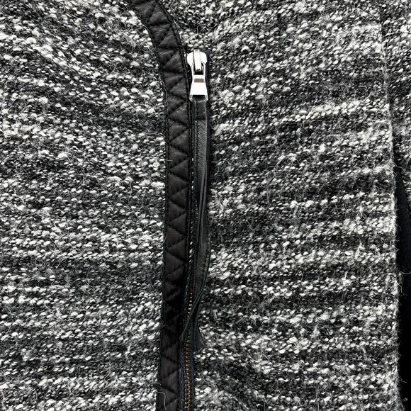 Rebecca Taylor Tweed Asymmetric Faux Leather Trim Jacket Grey Boucle Size 2 Moto - Picture 10 of 16